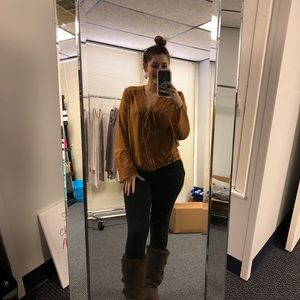 Eyelet Detail Bell Sleeve Top